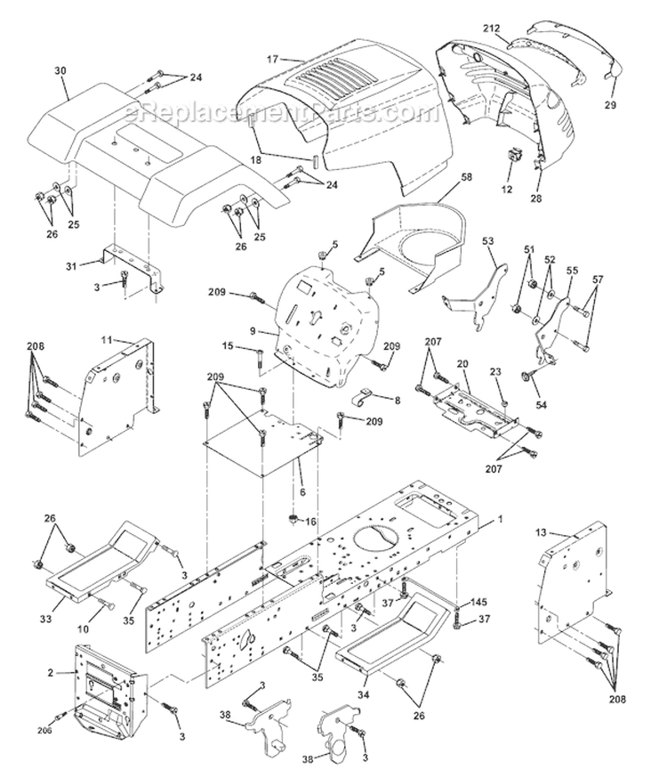Page B Diagram and Parts List for WE16542D  Weed Eater Lawn Tractor